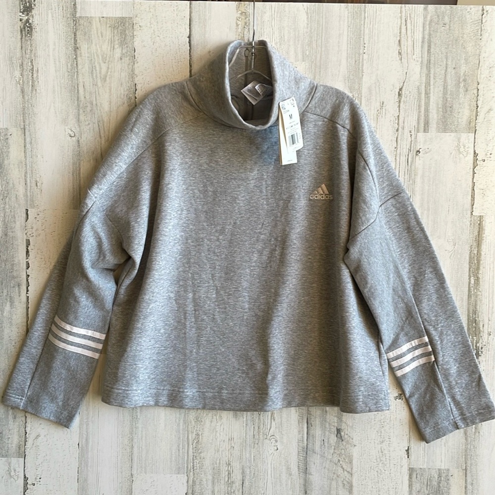 NWT Adidas sweatshirt Size M gray white high neck $55